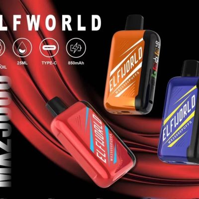 Elfworld mx25000 Puffs nicotine strengths: 0%, 2%, 3%, and 5% 3D LCD screen Display Disposable Vape