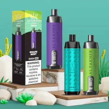 AL Fakher Crown Bar 15K Pro 15000 Puffs 2% 5% Nicotine 18 ML of E-liquid Battery and Ejuice Display Battery Rechargeable (Type-C) Disposable Vape