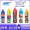 JNR Alien 10K (10000) Puffs 2% 5% Nicotine 20ML E-liquid 850mAh Rechargeable Battery LED (RGB) Lights Disposable Vape