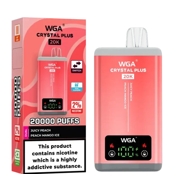 WGA Crystal Plus 20k (20000) Puffs Switchable Taste Function Dual Flavors 2% 5% Nicotine Adjustable Airflow Disposable Vape 9 WGA Crystal Plus 20k (20000) Puffs Switchable Taste Function Dual Flavors 2% 5% Nicotine Adjustable Airflow Disposable Vape