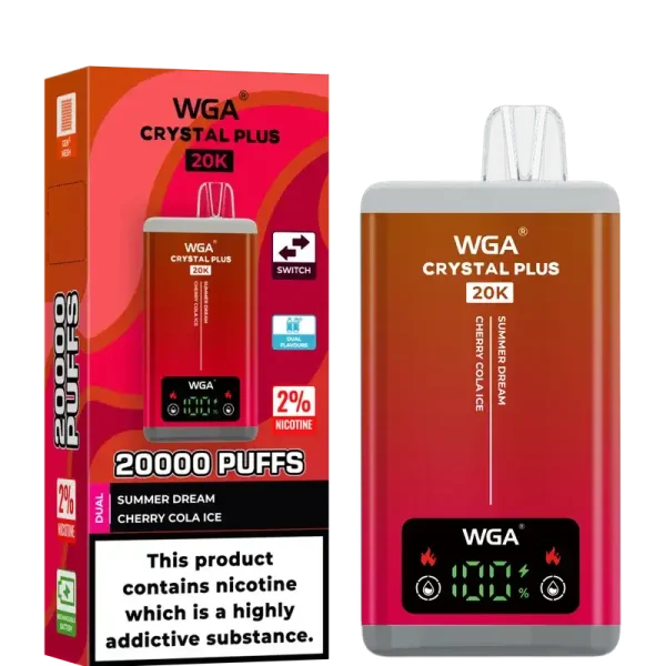 WGA Crystal Plus 20k (20000) Puffs Switchable Taste Function Dual Flavors 2% 5% Nicotine Adjustable Airflow Disposable Vape 14 WGA Crystal Plus 20k (20000) Puffs Switchable Taste Function Dual Flavors 2% 5% Nicotine Adjustable Airflow Disposable Vape