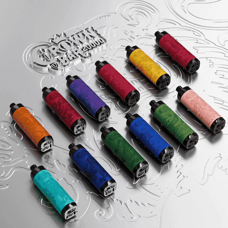 24hvape.net AL FAKHER CROWN BAR 20K(20000) Puffs 30ML E-liquid LCD Screen Leather Wrap 850mAh Type-C Battery Disposable Vape